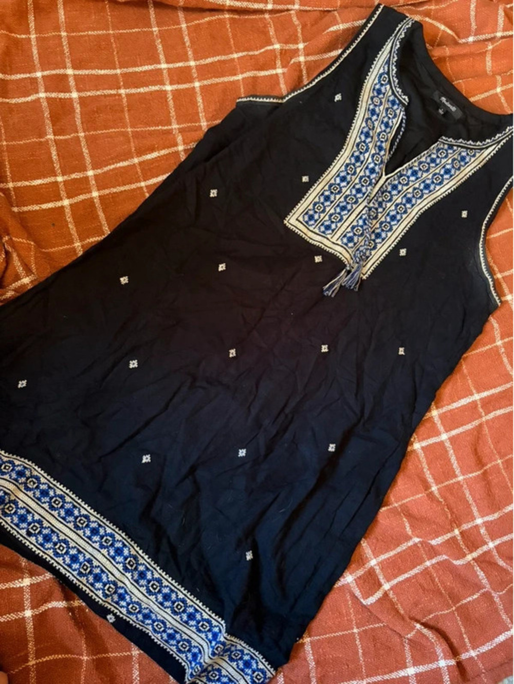 black Madewell Suncoast Embroidered Shift Dress